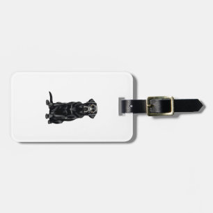 Vintage Black Labrador Retriever Dog Portrait Illu Luggage Tag