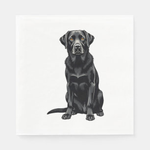 Vintage Black Labrador Retriever Dog Portrait Illu Napkin