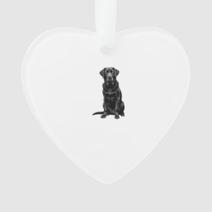 Vintage Black Labrador Retriever Dog Portrait Illu Ornament