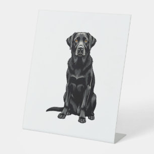 Vintage Black Labrador Retriever Dog Portrait Illu Pedestal Sign