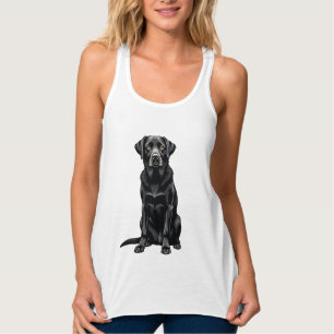 Vintage Black Labrador Retriever Dog Portrait Illu Singlet