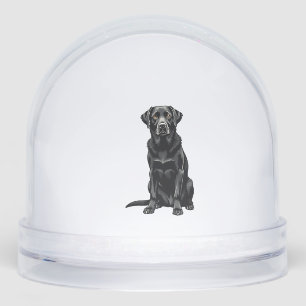 Vintage Black Labrador Retriever Dog Portrait Illu Snowglobe