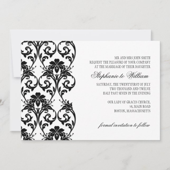 Vintage Black Lace Wedding Invitation (Front)