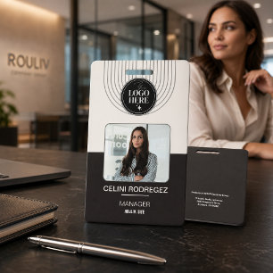 Vintage Black Minimalist Corporate Employee Photo ID Badge