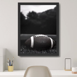 Vintage Black Monochrome Football Field Poster