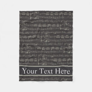 vintage black music Note Pattern Music Theme  Fleece Blanket