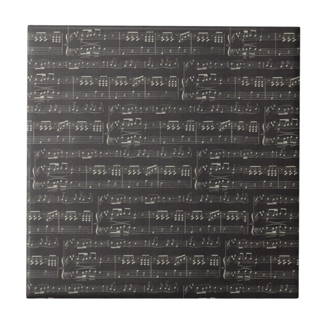 Vintage black music note Pattern Musician  Tile (Front)
