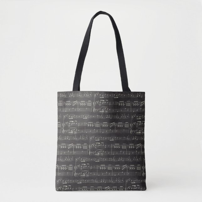 Vintage black music note Pattern Musician  Tote Bag (Front)