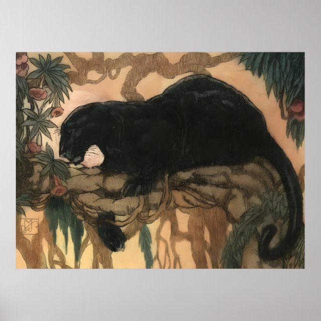 Vintage Black Panther Cat Poster (Front)