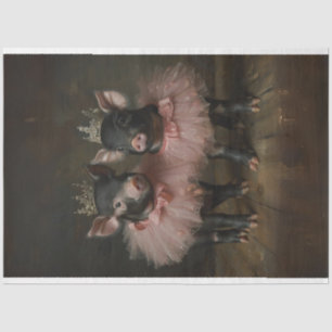 Vintage Black Pigs in Tutu's Decoupage Tissue Paper