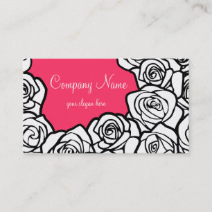 Vintage black, pink and white roses Business Card