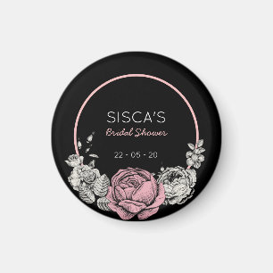 Vintage Black Pink Bridal Shower Magnet