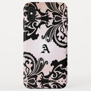 Vintage Black Pink Damask Personalised iPhone iPhone XS Max Case