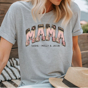 Vintage Black/Pink Floral Lace Varsity Style Mama Tri-Blend Shirt