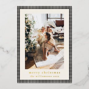 Vintage Black Plaid Two Vertical Photos Christmas