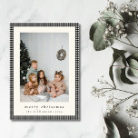Vintage Black Plaid Vertical Photo Christmas Holiday Card<br><div class="desc">Vintage Black Gingham Plaid Custom Photo Christmas Vertical Holiday Card</div>