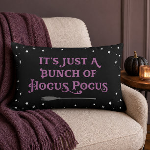 Vintage Black Purple Hocus Pocus Witch Broom Lumbar Cushion
