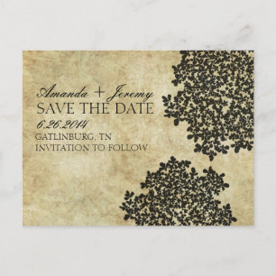 Vintage Black Queen Anne's Lace Save the Date Announcement Postcard