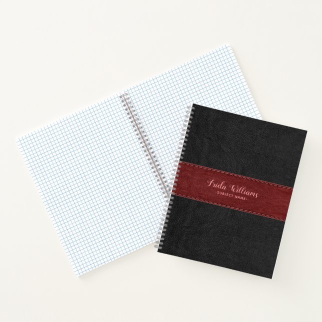 Vintage Black & Red Faux Leather Notebook (Inside)