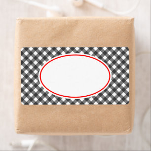 Vintage Black Red Gingham Kitchen Gift Tag Labels