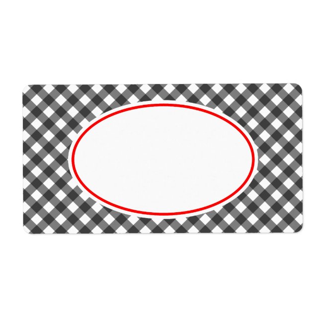Vintage Black Red Gingham Kitchen Gift Tag Labels (Front)