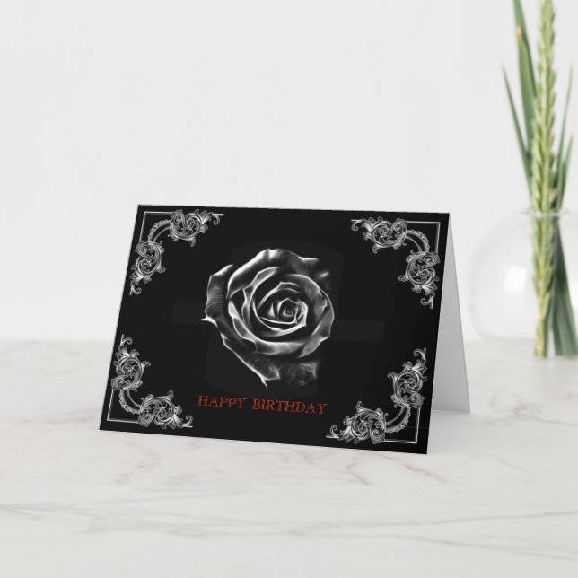 Vintage Black  rose by artD design Card (Front)
