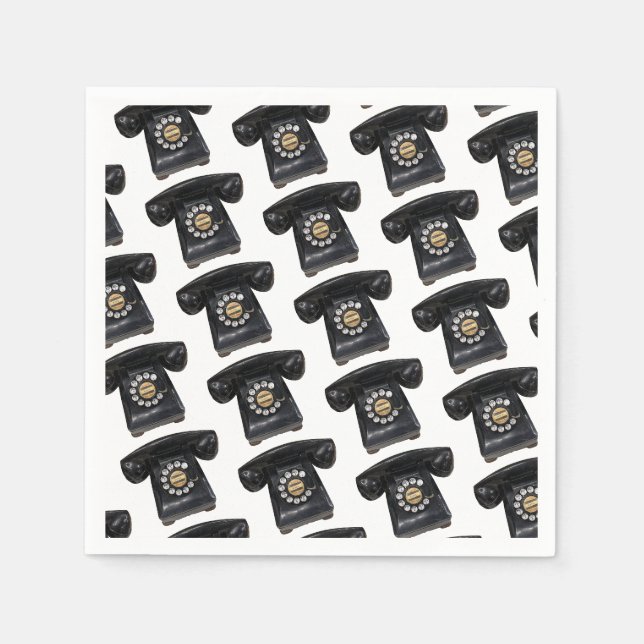 Vintage Black Rotary Phone Napkin (Front)