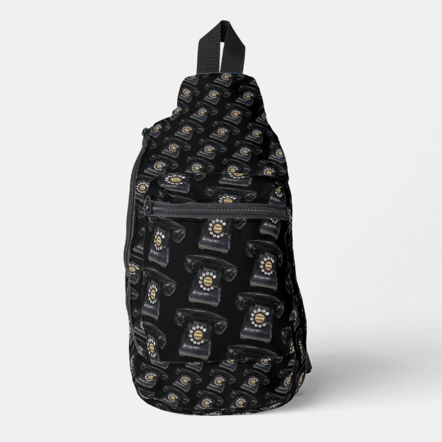 Vintage Black Rotary Phone Sling Bag (Front)