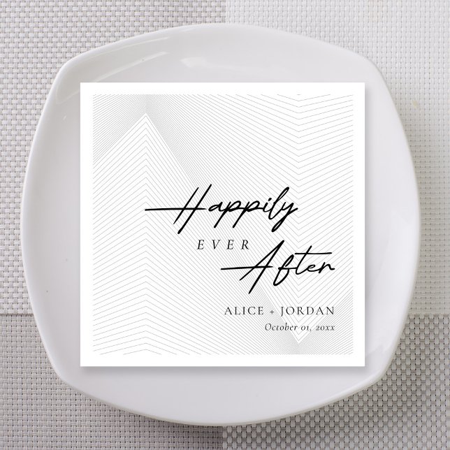 Vintage Black Script Geometric Wedding Napkin (Vintage black script geometric wedding napkins)