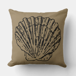Vintage Black Seashell Art Cushion