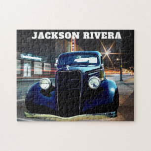 Vintage Black Sedan Jigsaw Puzzle