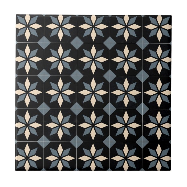 vintage black star arttiles tile (Front)