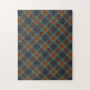 Vintage Black Stewart Clan Highland Tartan Jigsaw Puzzle