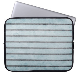 Vintage Black Striped Blue Laptop Computer Sleeve