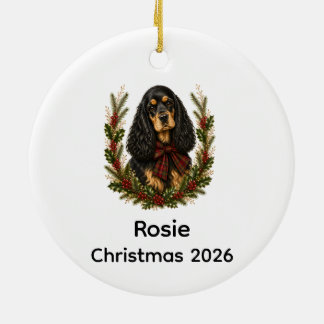 Vintage Black Tan Cocker Spaniel Christmas Ceramic Tree Decoration