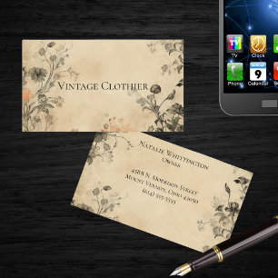 Vintage Black & Tan Floral  Business Card