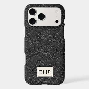 Vintage Black Tooled Leather Monogrammed