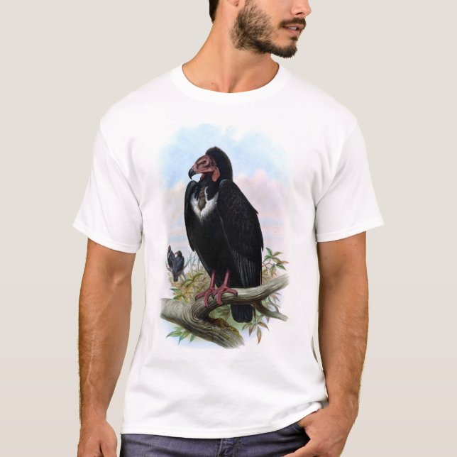 Vintage Black Vulture Bird T-Shirt (Front)