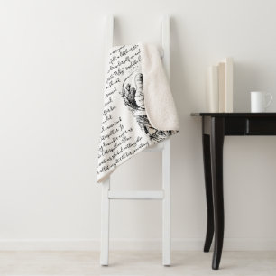 Vintage Black & White Alice in Wonderland Sherpa Blanket