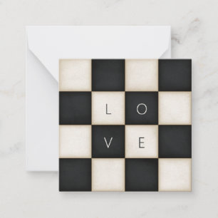 Vintage Black & White Checkers Custom Letters Mini Card