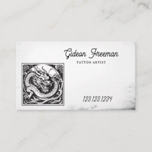Vintage Black & White Dragon Tattoo Artist Business Card
