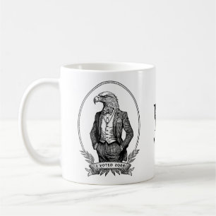 Vintage Black White Eagle Illustration I Voted Mug