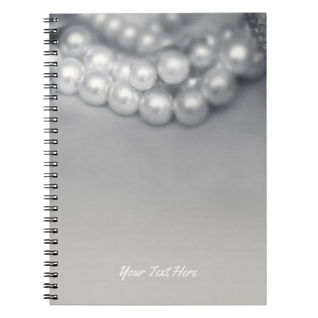 Vintage Black & White Elegant Pearls Chic Notebook (Front)