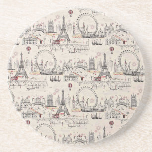 Vintage Black & White Europe Images Coaster