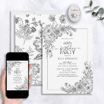 Vintage Black White Floral Line Art 60th Birthday Invitation<br><div class="desc">Celebrate a milestone in style with our Vintage Black White Floral Line Art 60th Birthday Invitation. From its hand lettered calligraphy to the vintage line art corner arrangements in elegant black, this invitation sets the tone for your special day. With the matching floral pattern on the back of each card,...</div>