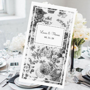 Vintage Black & White Floral Wedding Paper Guest T Napkin