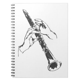 Vintage Black White Hands Clarinet Benny Goodman Spiral Notebook