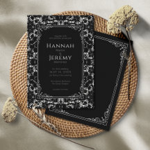Vintage Black & White Lace Invitation