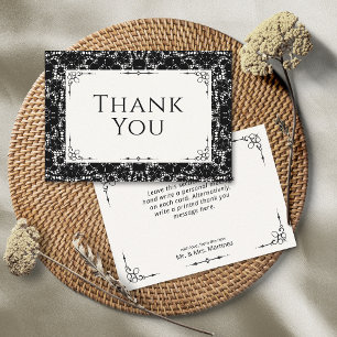 Vintage Black & White Lace Thank You Card