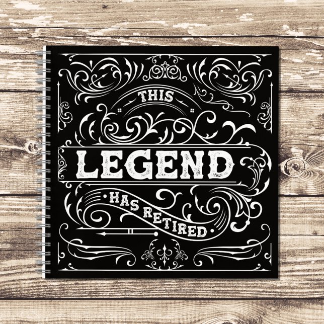 Vintage Black White Legend Retirement Guest Book (Close up)